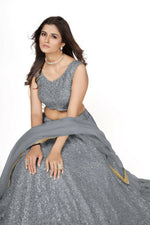 Thumbnail for Aastha Fashion Women's Grey Faux Georgette Multi Sequins Work Party Wear Lehenga Choli - Distacart