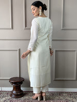 Thumbnail for Malishka Women's White Cotton Silk Solid Straight Kurta Pant With Dupatta - Distacart