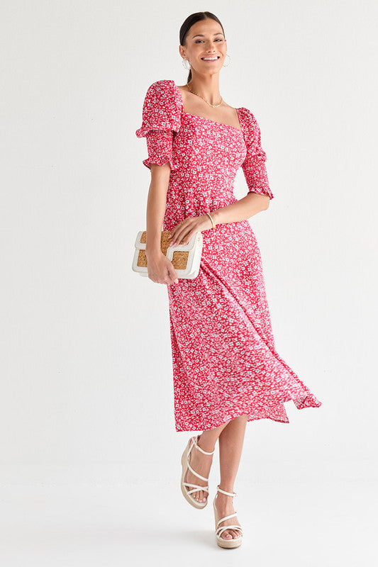 Malishka Women's Pink Crepe Printed Fit & Flared Midi Dress - Distacart
