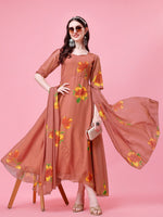 Thumbnail for Malishka Women's Beige Fully Stitched Georgette Printed Anarkali Gown - Distacart