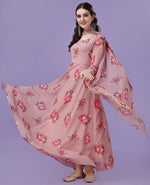 Thumbnail for Malishka Women's Peach Fully Stitched Georgette Printed Anarkali Gown - Distacart