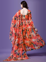 Thumbnail for Malishka Women's Orange Fully Stitched Georgette Printed Anarkali Gown - Distacart