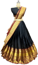 Thumbnail for Malishka Women's Jacquard With Woven Semi-Stitched Lehenga Choli Set - Distacart