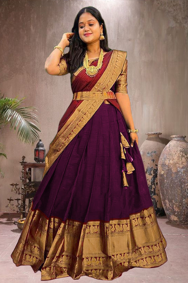 Malishka Women's Jacquard With Woven Semi-Stitched Lehenga Choli Set - Distacart