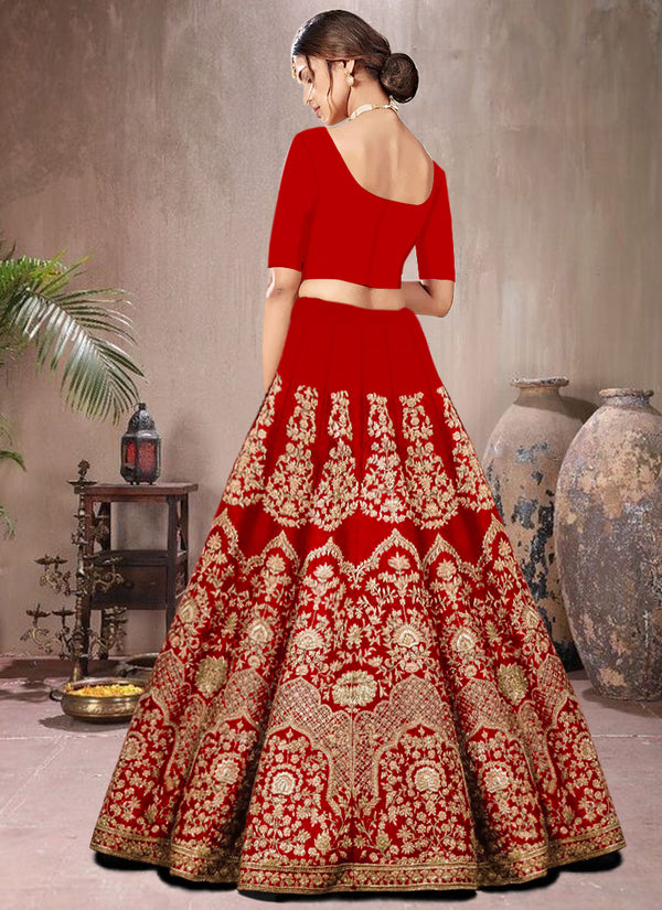 Malishka Women's Silk With Zari Work Semi-Stitched Lehenga Choli Set - Distacart