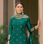Thumbnail for Malishka Women's Green jacquard Silk Woven Straight Kurta Pant With Dupatta - Distacart