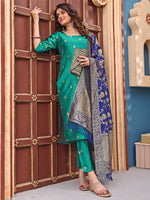 Thumbnail for Malishka Women's Rama jacquard Silk Woven Straight Kurta Pant With Dupatta - Distacart