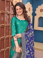 Thumbnail for Malishka Women's Rama jacquard Silk Woven Straight Kurta Pant With Dupatta - Distacart