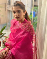 Thumbnail for Malishka Women's Pink Cotton Silk Embroidered Straight Kurta Pant With Dupatta - Distacart