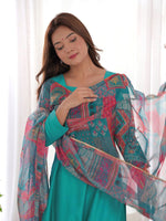 Thumbnail for Malishka Women's Rama Roman Silk Solid Straight Kurta Pant With Dupatta