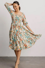Thumbnail for Malishka Women's Multicolour Crepe Printed Fit & Flared Midi Dress - Distacart
