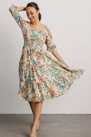 Malishka Women's Multicolour Crepe Printed Fit & Flared Midi Dress - Distacart