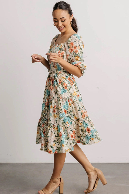 Malishka Women's Multicolour Crepe Printed Fit & Flared Midi Dress - Distacart