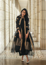 Thumbnail for Malishka Women's Black Roman Silk Solid Straight Kurta Pant With Dupatta - Distacart