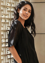 Thumbnail for Malishka Women's Black Roman Silk Solid Straight Kurta Pant With Dupatta - Distacart