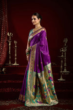 Thumbnail for Joban Fashion Purple Paithani Silk Blend Butti Saree
