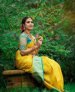 Thumbnail for Arfa Fashion House Mustered With Contrast Border Lichi Silk Jacquard Work Saree - Distacart