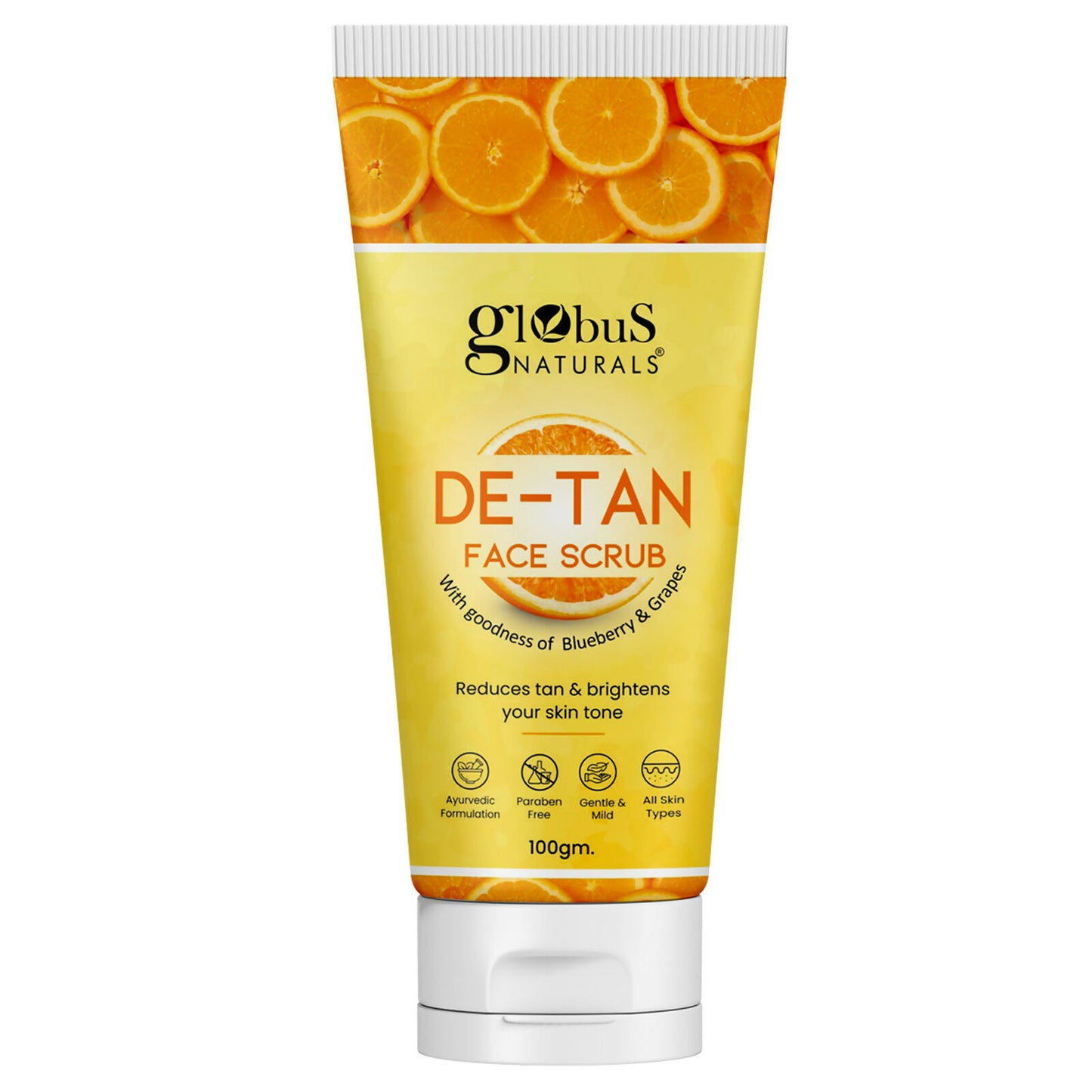 Globus Naturals De Tan Face Scrub, Suitable For All Skin Types - Distacart