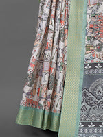 Thumbnail for NOZ2TOZ Women's Manipuri Silk Off White Printed Designer Saree With Blouse Piece - Distacart