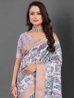 Thumbnail for NOZ2TOZ Women's Manipuri Silk Off White Printed Designer Saree With Blouse Piece - Distacart