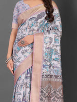 Thumbnail for NOZ2TOZ Women's Manipuri Silk Off White Printed Designer Saree With Blouse Piece - Distacart