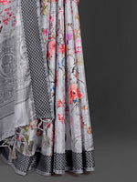 Thumbnail for NOZ2TOZ Women's Manipuri Silk Grey Printed Designer Saree With Blouse Piece - Distacart