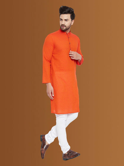 Even Apparels Men's Pure Cotton Orange Kurta - Distacart