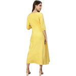 Thumbnail for Anubhutee Women's Cotton Knee-Length Ethnic Motifs Maternity A-Line Midi Yellow Dress - Distacart