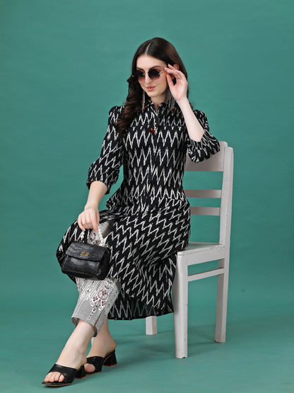 Printed Flared Cotton Kurta With Pant, Multicolor - Hiral Fashion - Distacart