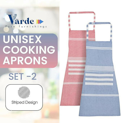 Varde Waterproof Chef Apron With 2 Pockets-Rock Blue & Light Mauve (Pack of 2) - Dista
