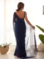 Thumbnail for Mitera Embroidered Pure Georgette Saree - Distacart