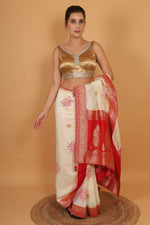 Thumbnail for Joban Fashion Silk Zari And Sequence Work Padded Blouse - Gold
