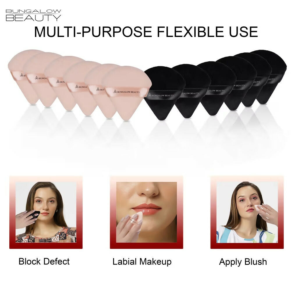 BUNGALOW BEAUTY Triangle Powder Puff Set - Pack of 12 - Dista