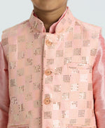 Thumbnail for Joban Fashion Kids Island with Sequence work Nehru Jacket Full Sleeves Kurta, Pyjama Set - Pink - Distacart