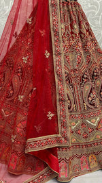 Thumbnail for Jyoti Fashion Women's Red Velvet Multi Thread Embroidered with Zircon Diamond Wedding Lehenga Choli - Distacart