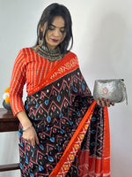 Thumbnail for NOZ2TOZ Women's Cotton Black Printed Designer Saree With Blouse Piece - Distacart