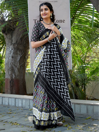 NOZ2TOZ Women's Cotton Grey Printed Designer Saree With Blouse Piece - Distacart