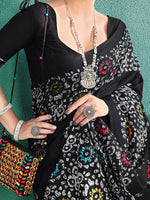 Thumbnail for NOZ2TOZ Women's Cotton Black Printed Designer Saree With Blouse Piece - Distacart