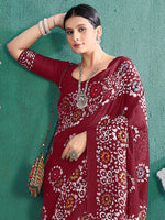 Thumbnail for NOZ2TOZ Women's Cotton Maroon Printed Designer Saree With Blouse Piece - Distacart
