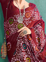 Thumbnail for NOZ2TOZ Women's Cotton Maroon Printed Designer Saree With Blouse Piece - Distacart