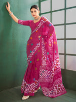 Thumbnail for NOZ2TOZ Women's Cotton Pink Printed Designer Saree With Blouse Piece - Distacart