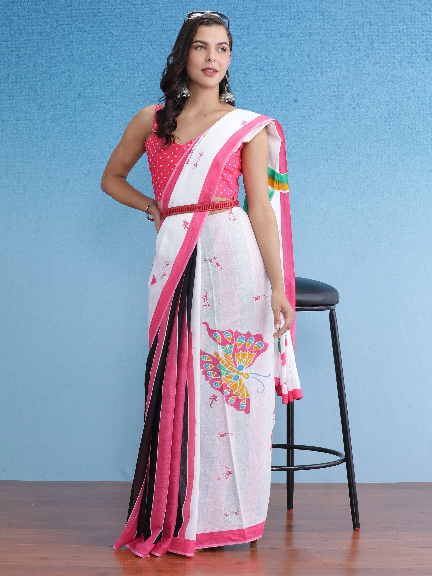 NOZ2TOZ Women's Cotton White Printed Designer Saree With Blouse Piece - Distacart