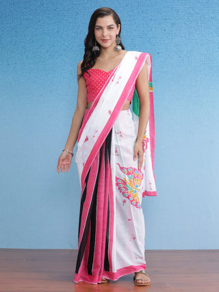 NOZ2TOZ Women's Cotton White Printed Designer Saree With Blouse Piece - Distacart