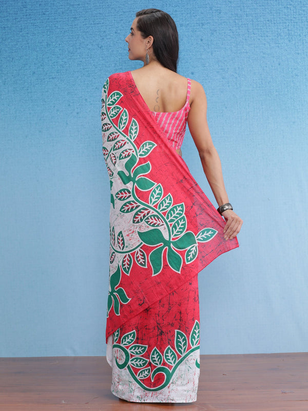 NOZ2TOZ Women's Cotton Pink Printed Designer Saree With Blouse Piece - Distacart