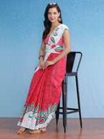 Thumbnail for NOZ2TOZ Women's Cotton Pink Printed Designer Saree With Blouse Piece - Distacart