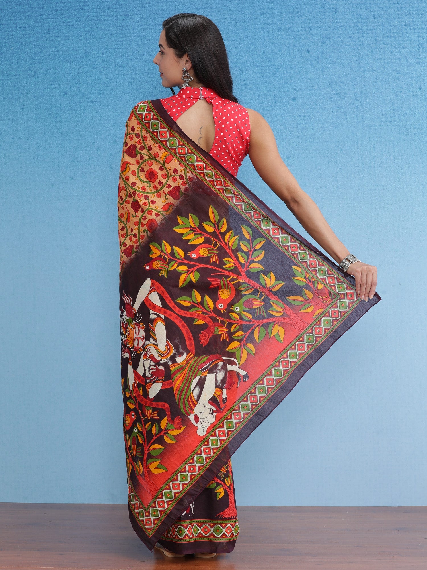 NOZ2TOZ Women's Cotton Cream Printed Designer Saree With Blouse Piece - Distacart