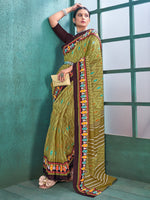 Thumbnail for NOZ2TOZ Women's Cotton Olive Printed Designer Saree With Blouse Piece - Distacart