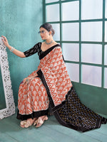 Thumbnail for NOZ2TOZ Women's Cotton Peach Printed Designer Saree With Blouse Piece - Distacart