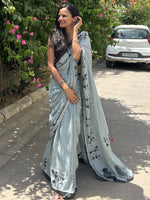 Thumbnail for NOZ2TOZ Women's Cotton Grey Printed Designer Saree With Blouse Piece - Distacart