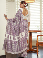 Thumbnail for NOZ2TOZ Women's Cotton Lavender Printed Designer Saree With Blouse Piece - Distacart